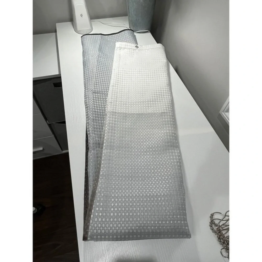 Gray White Geometric Shower Curtain Set With Hooks